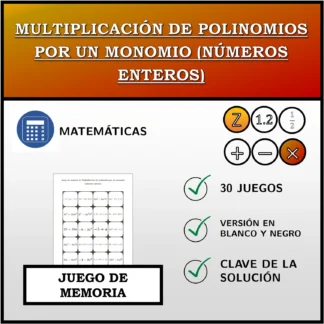 Juego de memoria: Multiplicación de polinomios por un monomio (números enteros)