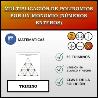 Trimino: Multiplicación de polinomios por un monomio (números enteros)