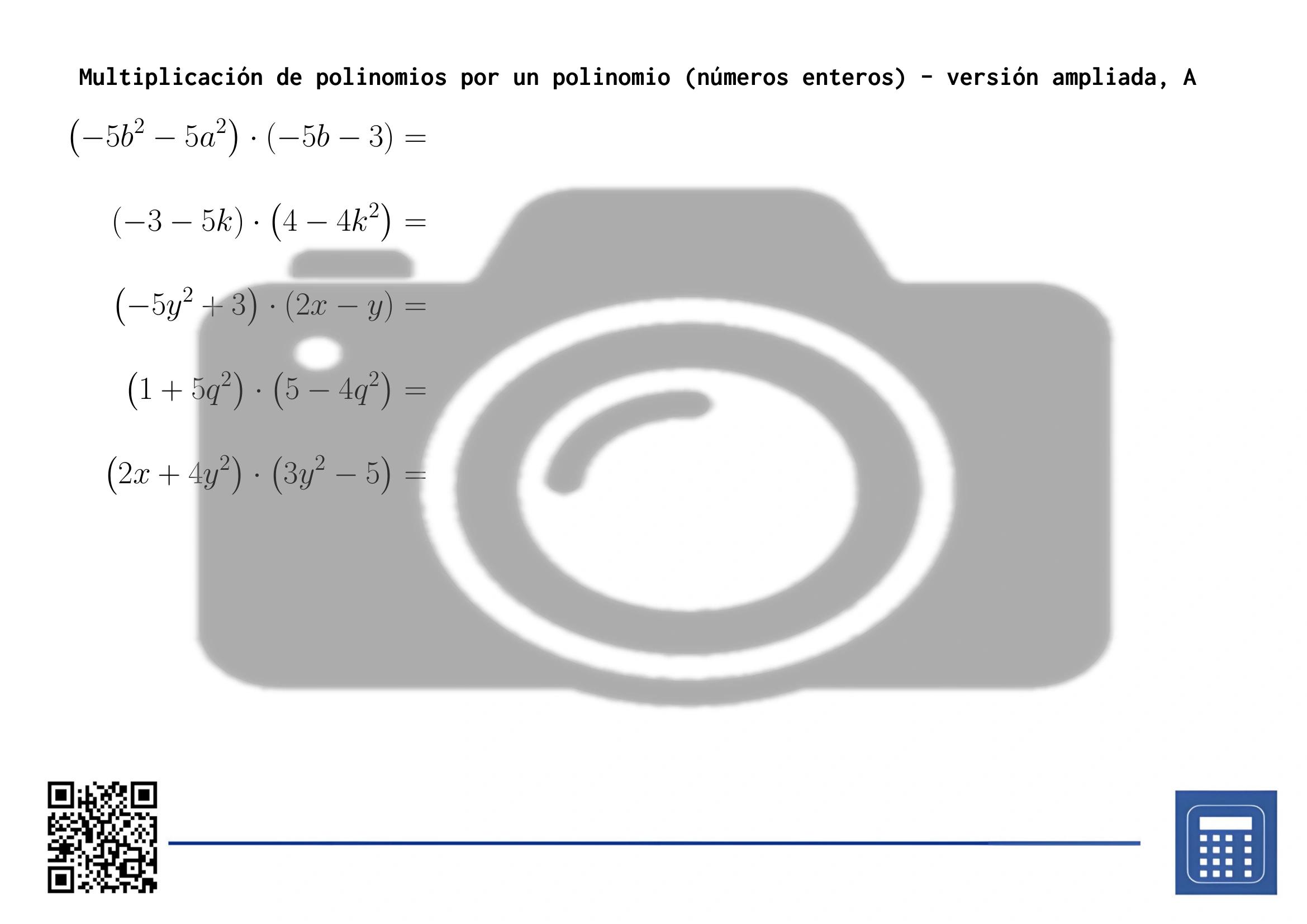 Hoja de trabajo: Multiplicación de polinomios por un polinomio (números enteros) - Imagen 3