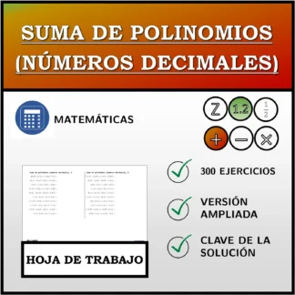 Hoja de trabajo: Suma de polinomios (números decimales)