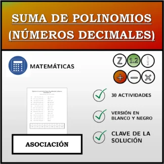 Ejercicio de asociación: Suma de polinomios (números decimales)