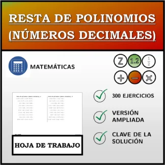 Hoja de trabajo: Resta de polinomios (números decimales)