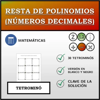 Tetrominó: Resta de polinomios (números decimales)
