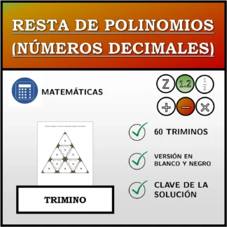 Trimino: Resta de polinomios (números decimales)