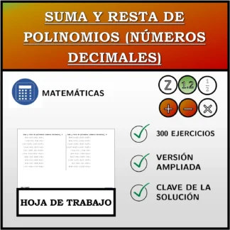 Hoja de trabajo: Suma y resta de polinomios (números decimales)
