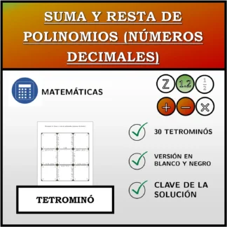 Tetrominó: Suma y resta de polinomios (números decimales)