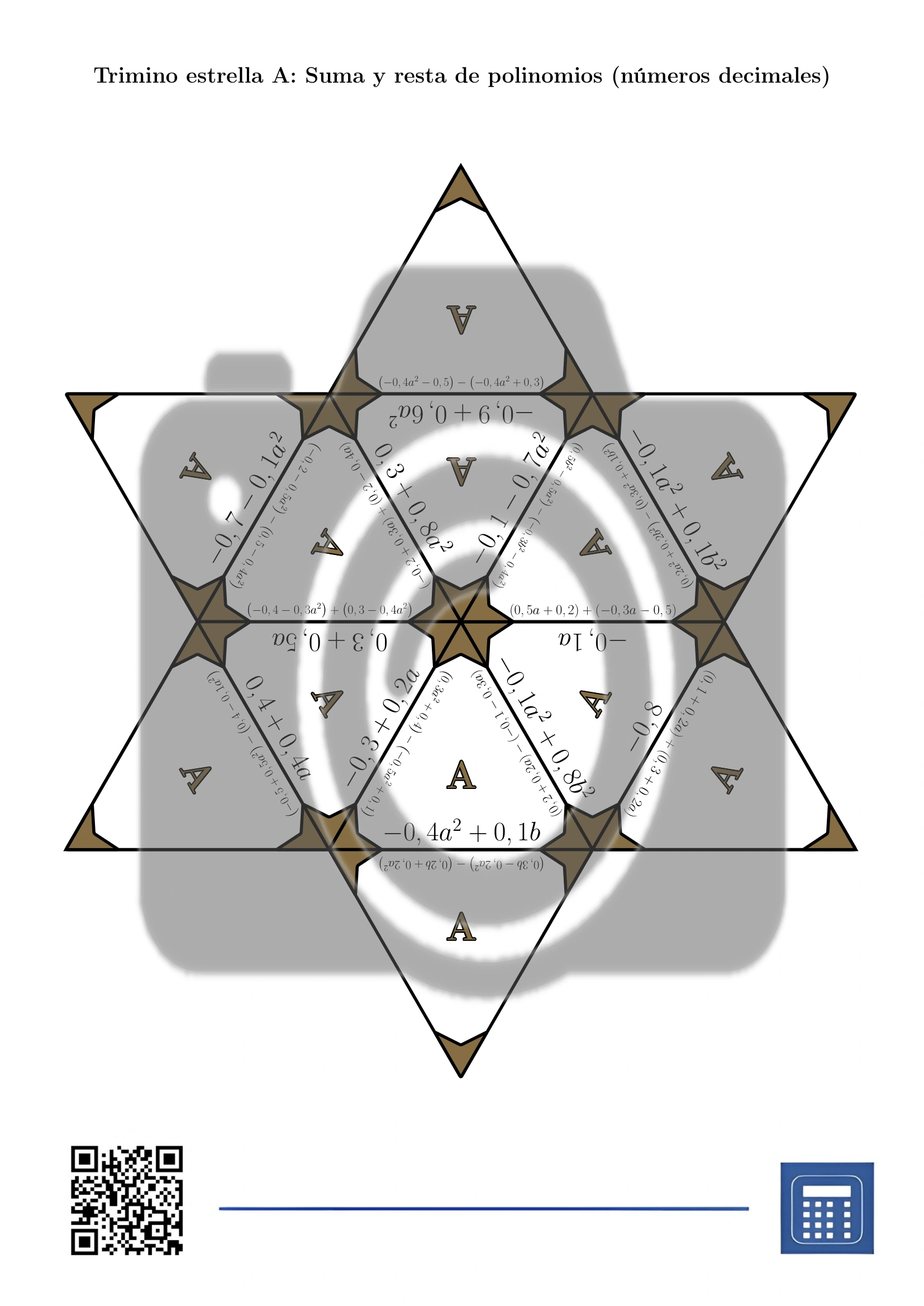 Trimino: Suma y resta de polinomios (números decimales) - Imagen 4