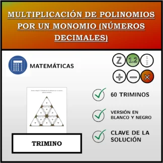Trimino: Multiplicación de polinomios por un monomio (números decimales)