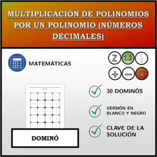 Dominó: Multiplicación de polinomios por un polinomio (números decimales)