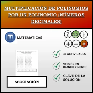 Ejercicio de asociación: Multiplicación de polinomios por un polinomio (números decimales)