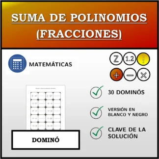 Dominó: Suma de polinomios (fracciones)