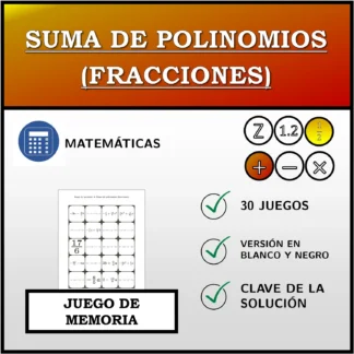 Juego de memoria: Suma de polinomios (fracciones)