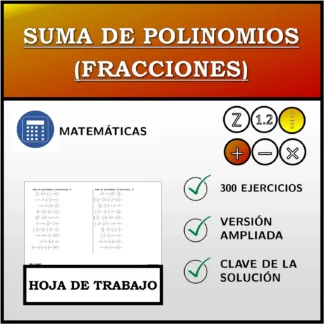 Hoja de trabajo: Suma de polinomios (fracciones)