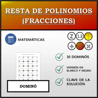 Dominó: Resta de polinomios (fracciones)