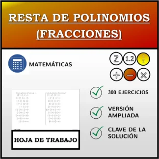 Hoja de trabajo: Resta de polinomios (fracciones)