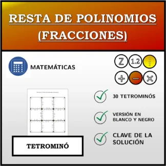 Tetrominó: Resta de polinomios (fracciones)
