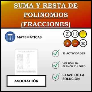 Ejercicio de asociación: Suma y resta de polinomios (fracciones)