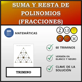 Trimino: Suma y resta de polinomios (fracciones)