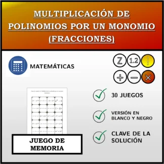 Juego de memoria: Multiplicación de polinomios por un monomio (fracciones)