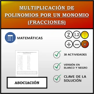 Ejercicio de asociación: Multiplicación de polinomios por un monomio (fracciones)