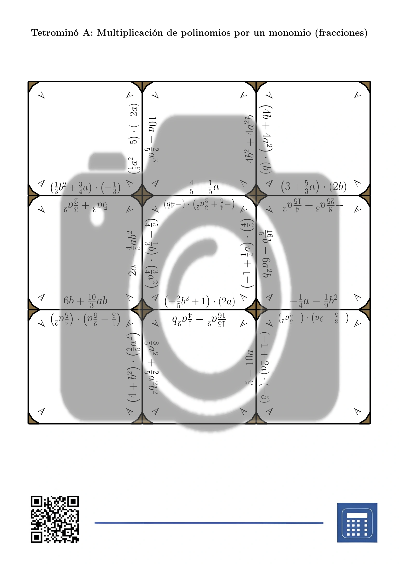 Tetrominó: Multiplicación de polinomios por un monomio (fracciones) - Imagen 2