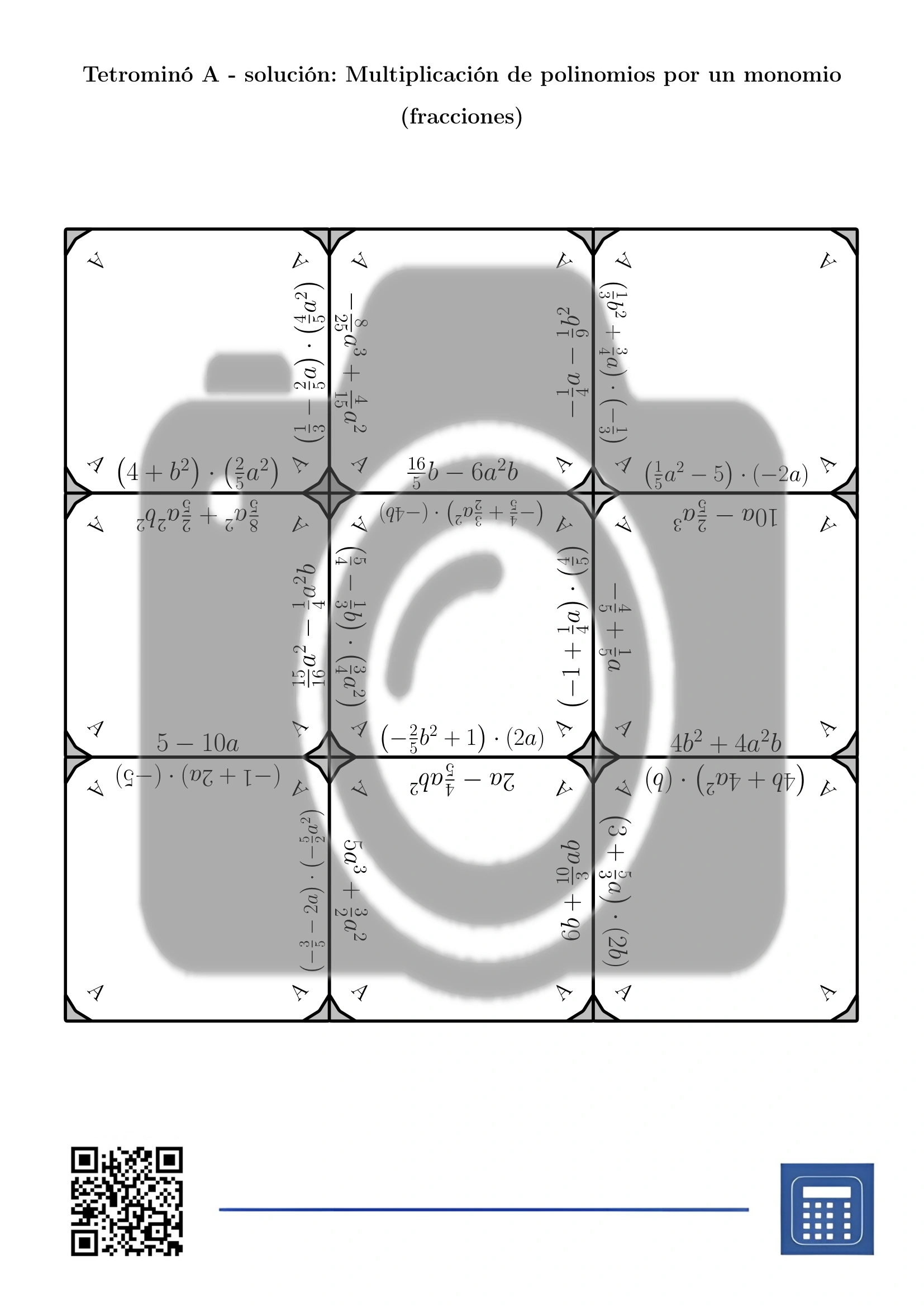Tetrominó: Multiplicación de polinomios por un monomio (fracciones) - Imagen 4