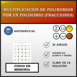Juego de memoria: Multiplicación de polinomios por un polinomio (fracciones)