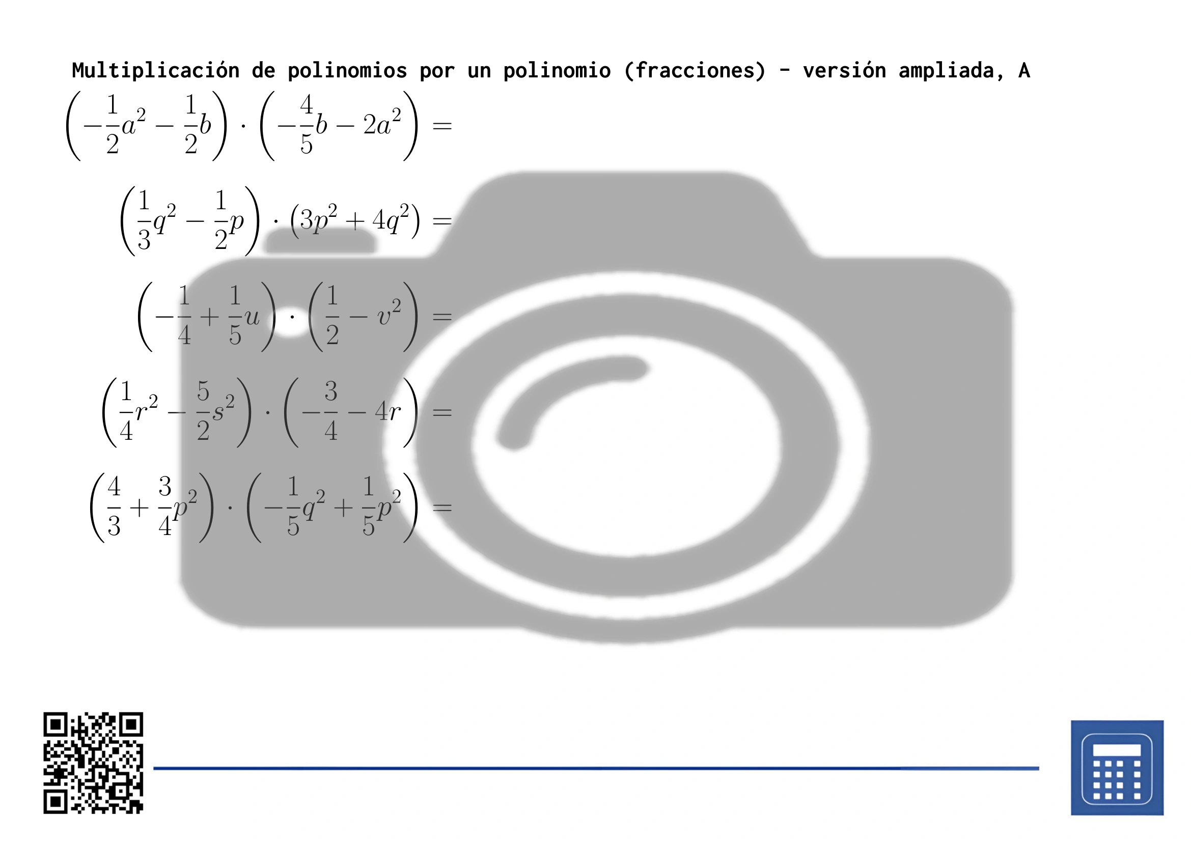 Hoja de trabajo: Multiplicación de polinomios por un polinomio (fracciones) - Imagen 3