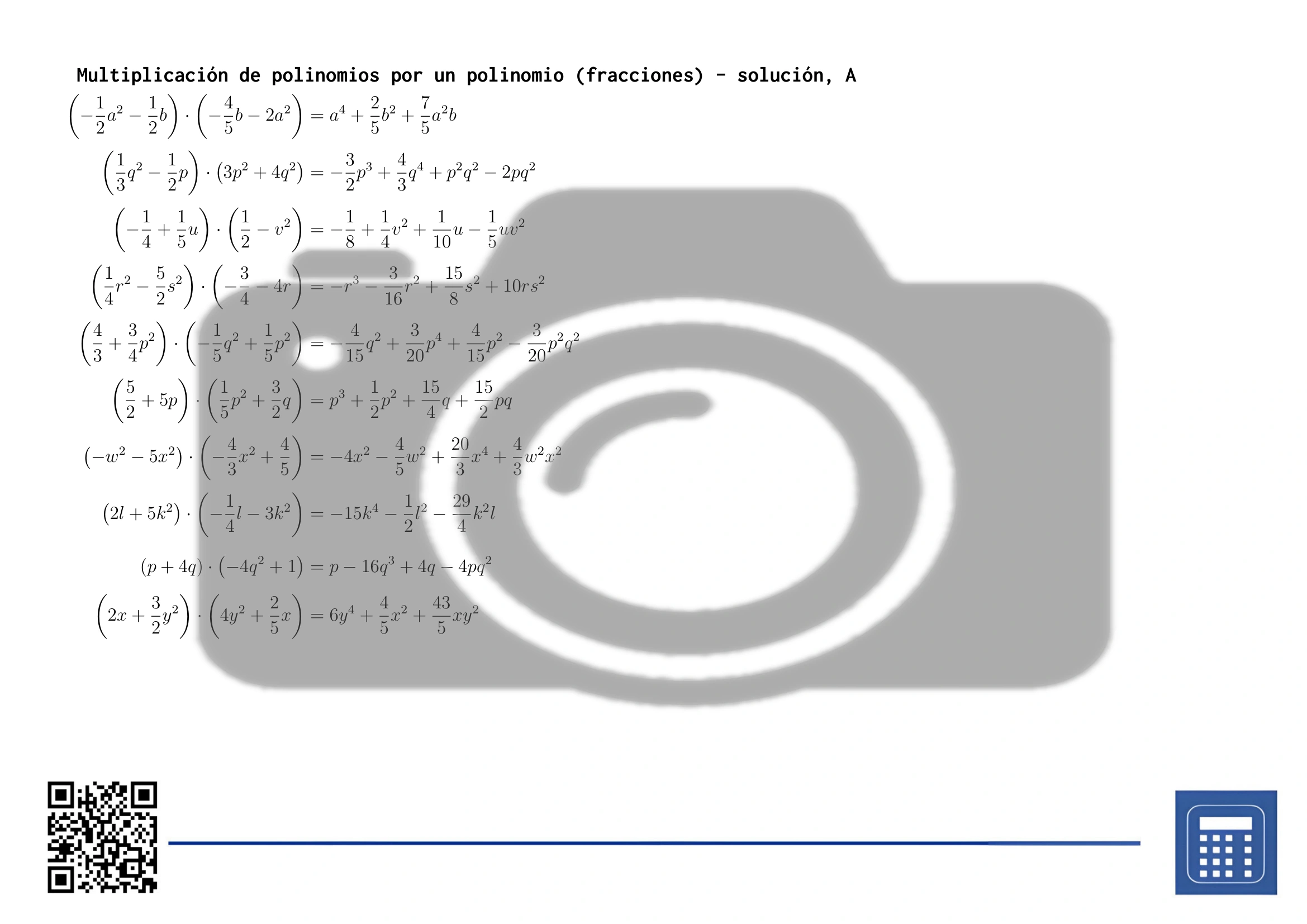 Hoja de trabajo: Multiplicación de polinomios por un polinomio (fracciones) - Imagen 4