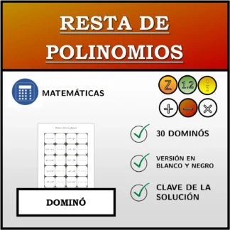 Dominó: Resta de polinomios