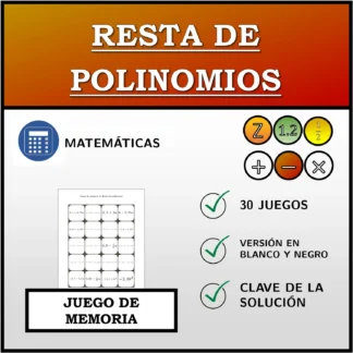 Juego de memoria: Resta de polinomios