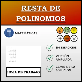 Hoja de trabajo: Resta de polinomios
