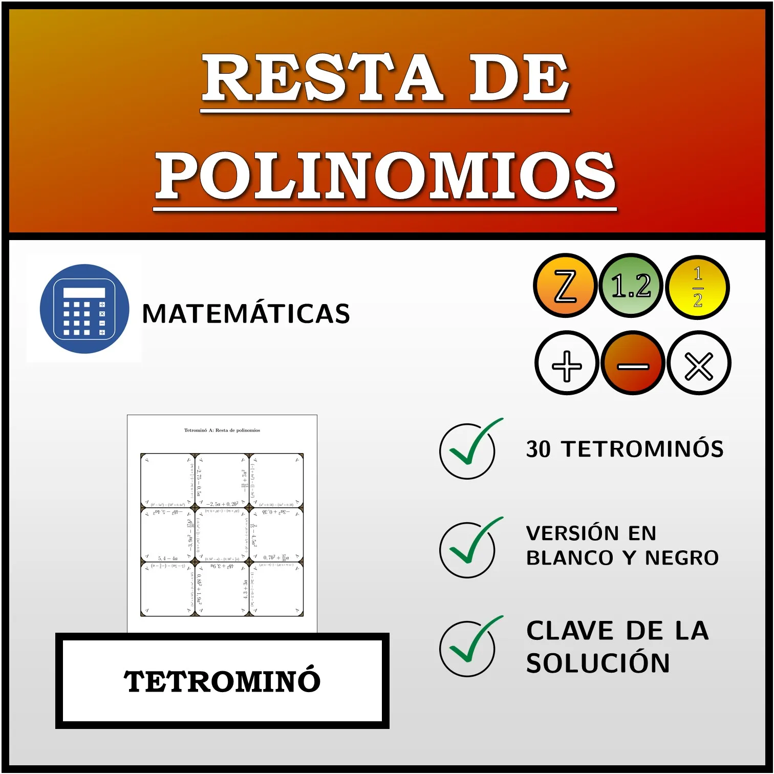 Tetrominó: Resta de polinomios