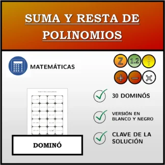 Dominó: Suma y resta de polinomios