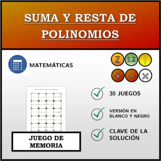 Juego de memoria: Suma y resta de polinomios