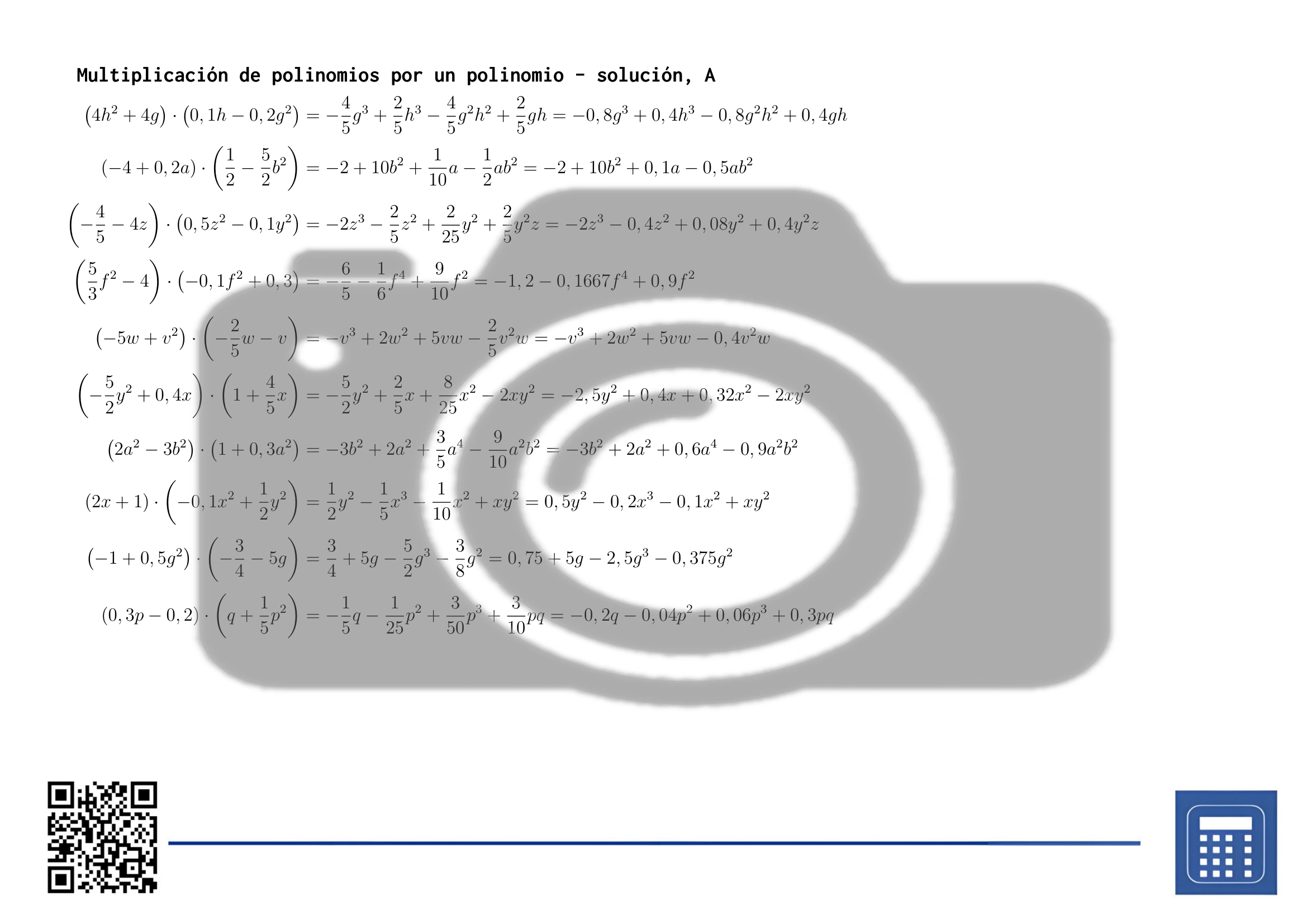 Hoja de trabajo: Multiplicación de polinomios por un polinomio - Imagen 4