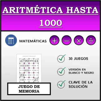 Juego de memoria: Aritmética hasta 1000