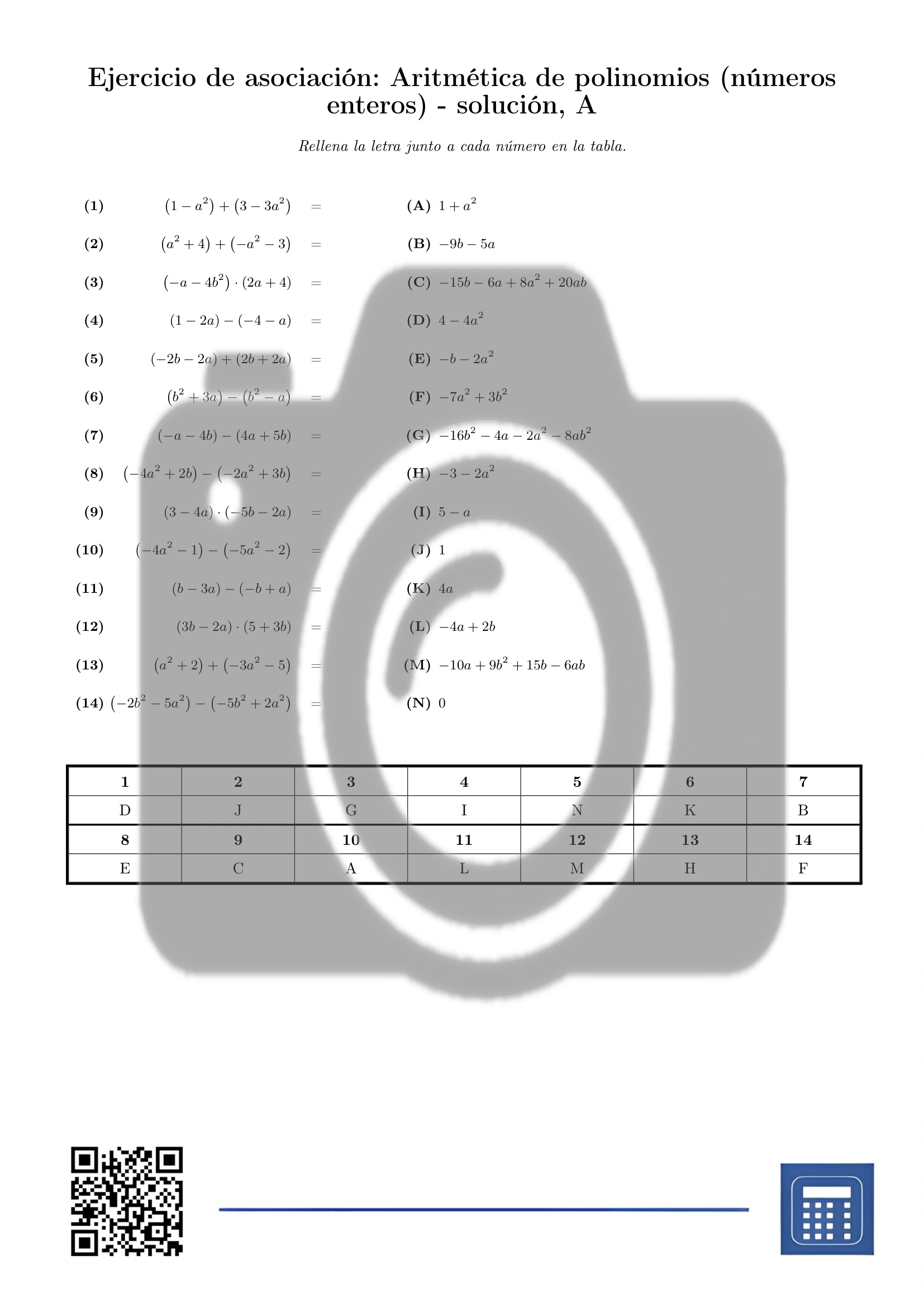 Ejercicio de asociación: Aritmética de polinomios (números enteros) - Imagen 3