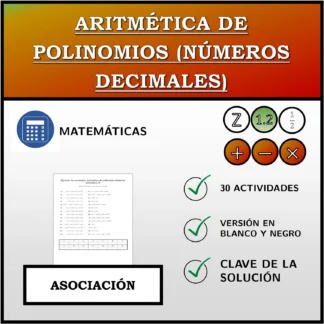 Ejercicio de asociación: Aritmética de polinomios (números decimales)