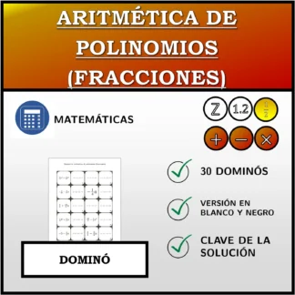 Dominó: Aritmética de polinomios (fracciones)
