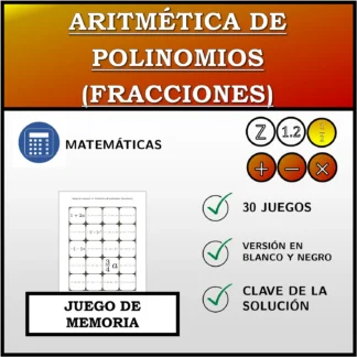 Juego de memoria: Aritmética de polinomios (fracciones)