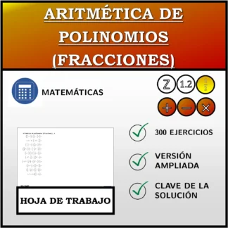 Hoja de trabajo: Aritmética de polinomios (fracciones)