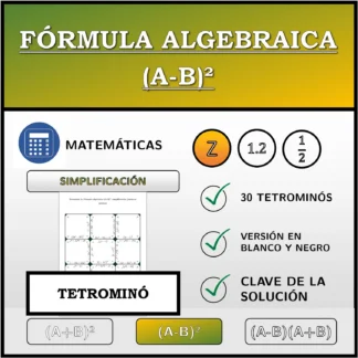 Tetrominó: Fórmula algebraica (A-B)², simplificación (números enteros)