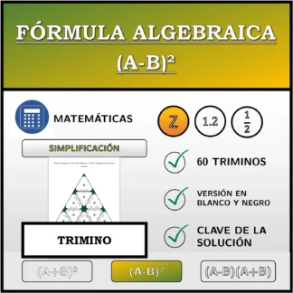Trimino: Fórmula algebraica (A-B)², simplificación (números enteros)