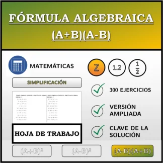 Hoja de trabajo: Fórmula algebraica (A+B)(A-B), simplificación (números enteros)