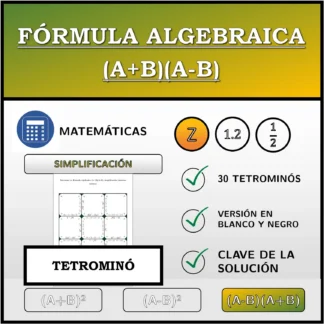 Tetrominó: Fórmula algebraica (A+B)(A-B), simplificación (números enteros)