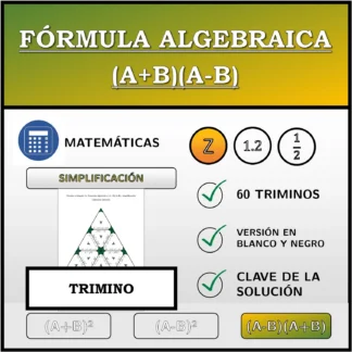 Trimino: Fórmula algebraica (A+B)(A-B), simplificación (números enteros)