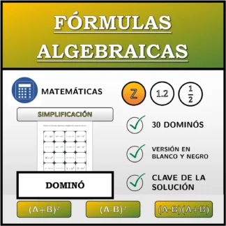 Dominó: Fórmulas algebraicas, simplificación (números enteros)