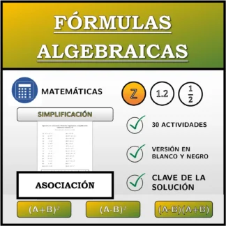 Ejercicio de asociación: Fórmulas algebraicas, simplificación (números enteros)