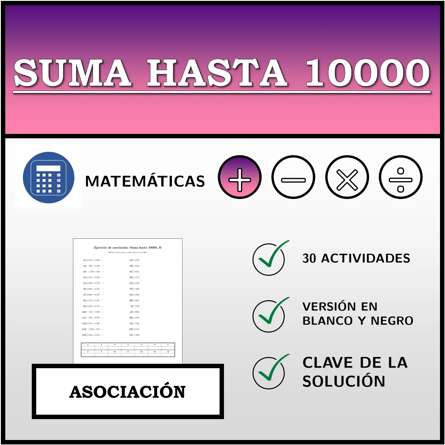Ejercicio de asociación: Suma hasta 10000